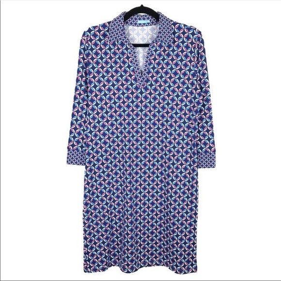 J Mclaughlin Dresses & Skirts - J McLaughlin Catalina Cloth Polo Dress Nautical Print Sz Medium Coastal Resort